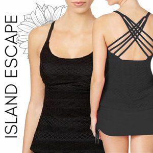Island Escape Strappy Crochet Tankini Top